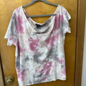 Torrid Pink and Gray Cold Shoulder Short Sleeve Tee
